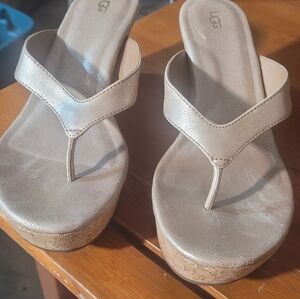 UGG Women's Tan Wedge Sandals